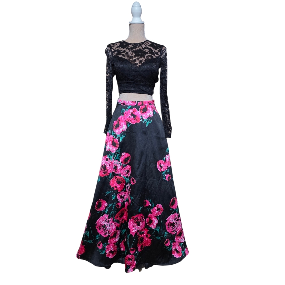 B Darlin Black and Pink Skirt With  Lace Top EUC - Picture 8 of 16